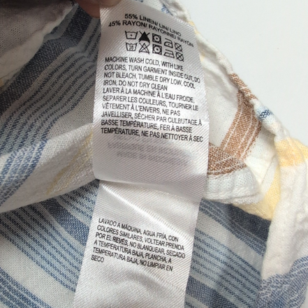 Chemise Lucky Brand S Lin Viscose Rayures Manches Courtes Poche