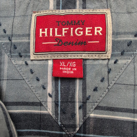 Chemise Tommy Hilfiger Grise et Bleue Carreaux Diagonaux - Taille XL