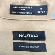 Chemise Nautica Vintage Oxford L Kaki Uni Poche Logo Marron manches longues