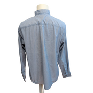 Chemise Eddie Bauer L Bleu Micro Carreaux Poche Homme Boutons Gravés longues mch