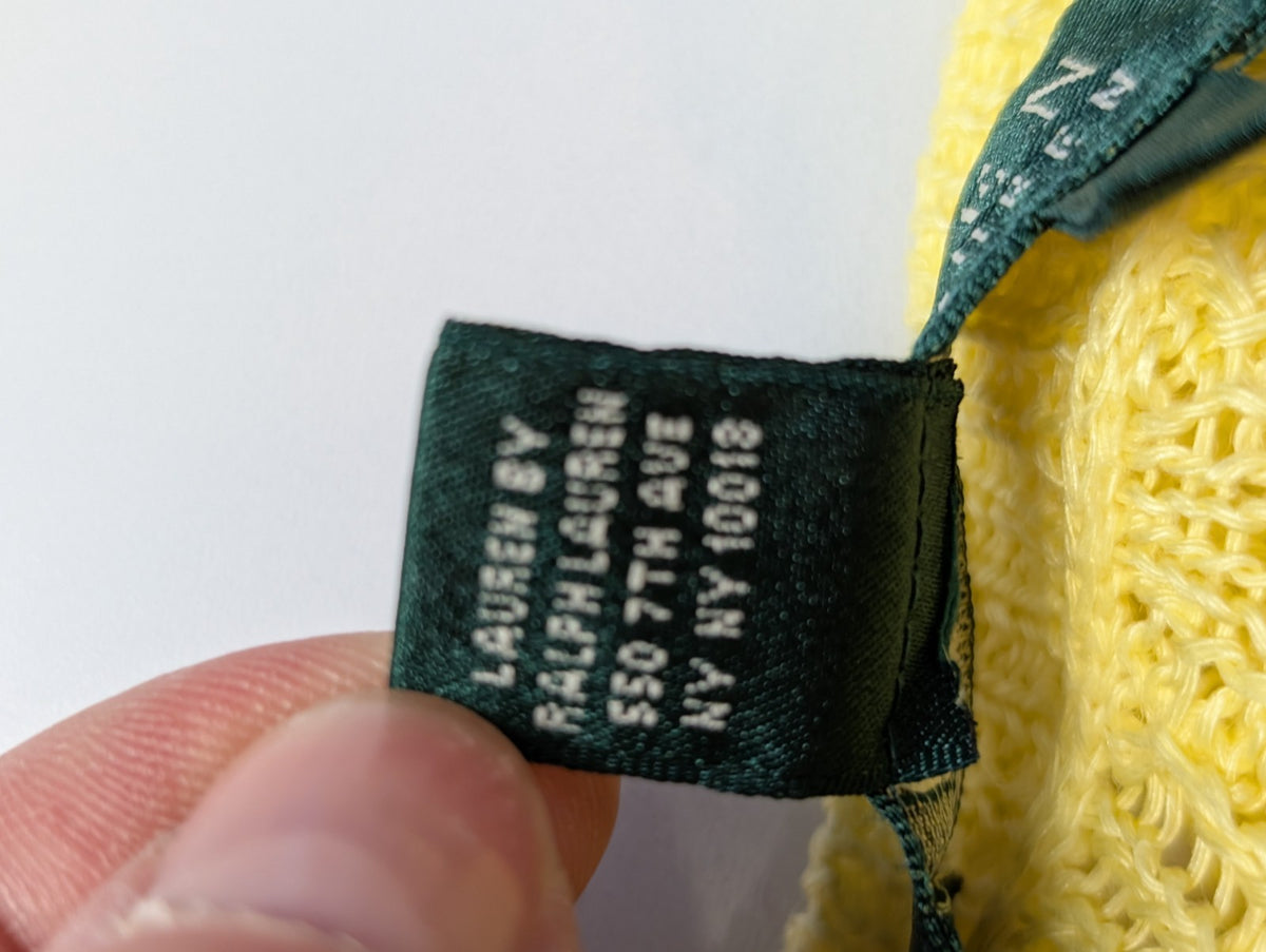 Pull femme LAUREN Ralph Lauren 100% lin jaune col V torsadé taille XL