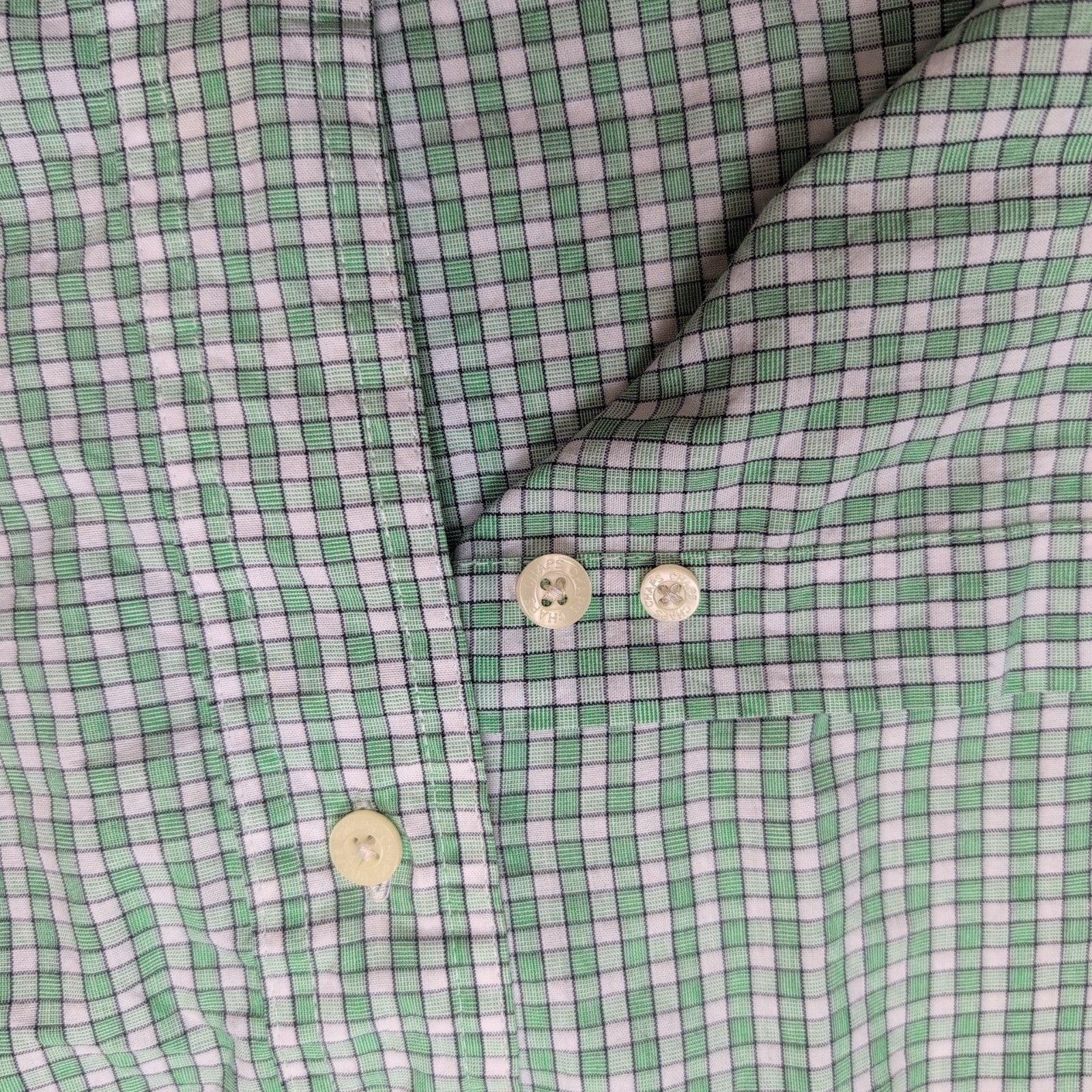 Chemise CHAPS verte à carreaux manches courtes taille XL #3e