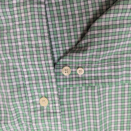 Chemise CHAPS verte à carreaux manches courtes taille XL #3e