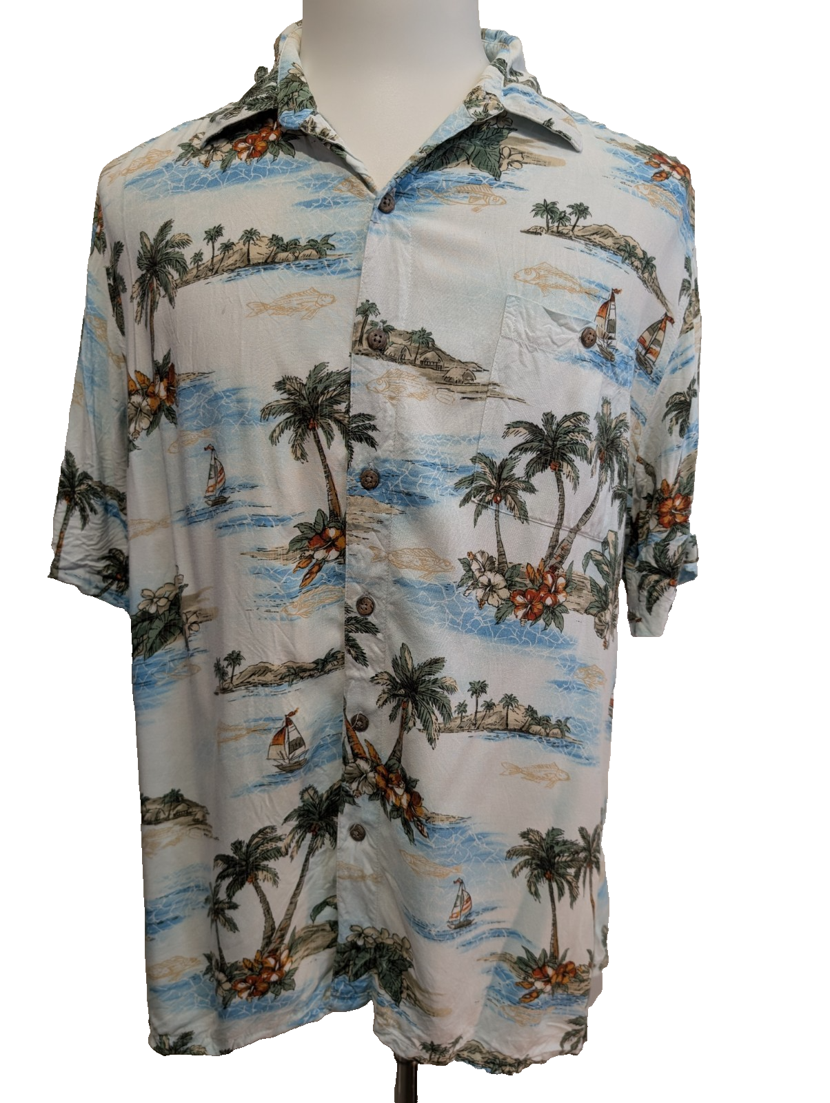 Chemise Hawaïenne Batik Bay Easy Care - Motif Tropical & Poissons - XL
