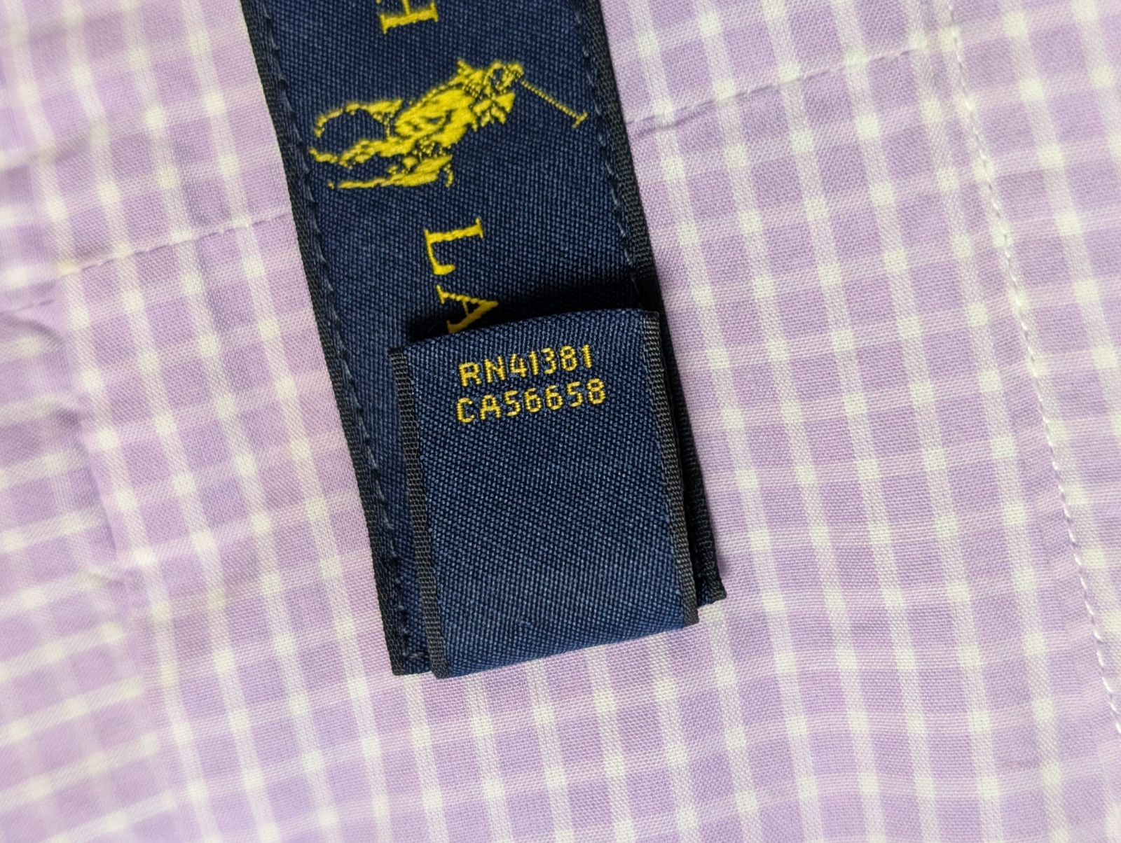 Chemise Ralph Lauren Homme M Violet Carreaux Gingham Manches Longues Custom Fit