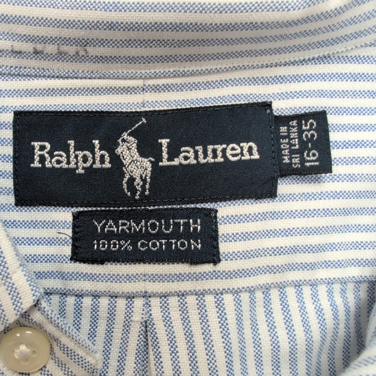 Chemise Ralph Lauren Yarmouth XL Rayures Bleu Oxford Button Down Shirt