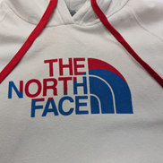 The North Face Sweat à Capuche Blanc Logo Bleu & Rouge - Taille M Femme