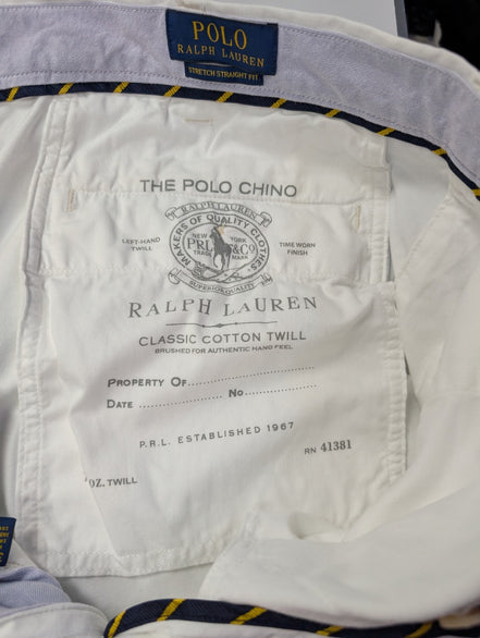 Pantalon chino Polo Ralph Lauren W38 L30 blanc Stretch Straight Fit