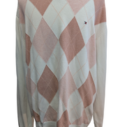 Pull Tommy Hilfiger Homme Col V Losanges Arlequin Saumon - Taille 2XL / 3XL