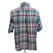 Chemise Nautica XXL Rouge Vert Carreaux 100% Coton Logo Manches Courtes