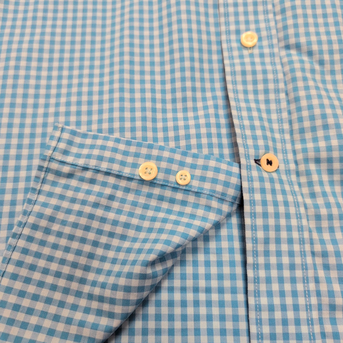 Chemise Nautica L Bleu Turquoise Carreaux 100% Coton Made in Mauritius