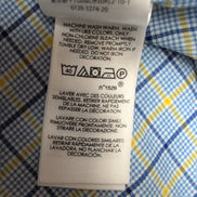 Chemise Ralph Lauren M Slim Fit Carreaux Bleu Jaune 100% Coton Logo Bleu Marine