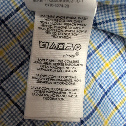 Chemise Ralph Lauren M Slim Fit Carreaux Bleu Jaune 100% Coton Logo Bleu Marine