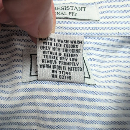 Chemise L.L. Bean bleue à rayures manches longues taille XL #207e