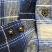 🌲 CHEMISE FLANELLE PERFORMANCE CHAPS M (M) CARREAUX BLEU BLANC LOGO CUIR