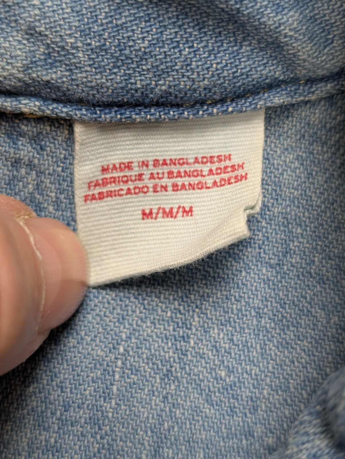 Chemise LEVI'S Western Jean Denim Bleu Manches Longues - Taille M