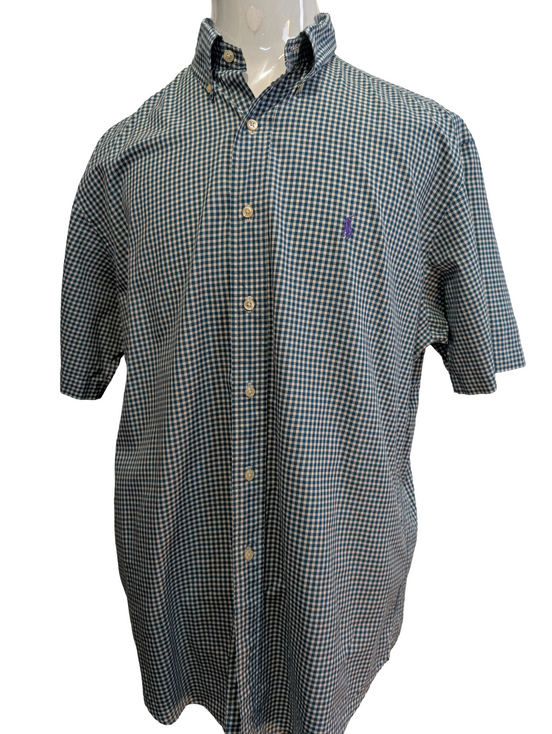 Chemise Polo Ralph Lauren Shirt L Classic Fit Vichy Vert Manches Courtes Button 