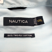 Chemise Nautica Bleu Clair Two Ply 80s Manches Longues Taille XXL 3XL