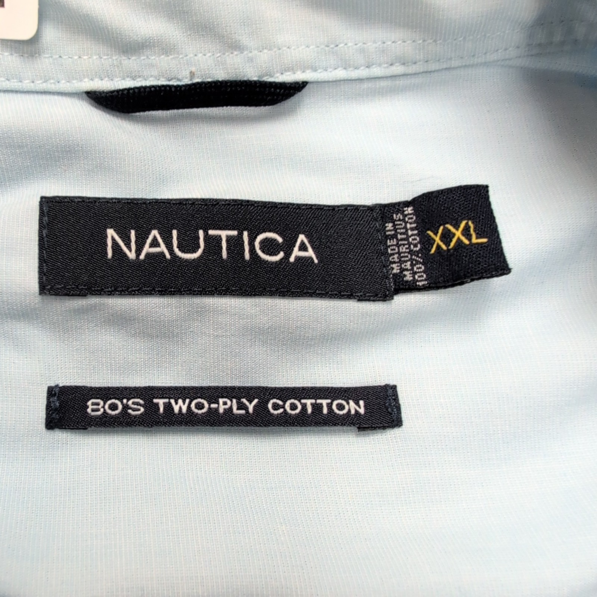 Chemise Nautica Bleu Clair Two Ply 80s Manches Longues Taille XXL 3XL