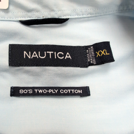 Chemise Nautica Bleu Clair Two Ply 80s Manches Longues Taille XXL 3XL