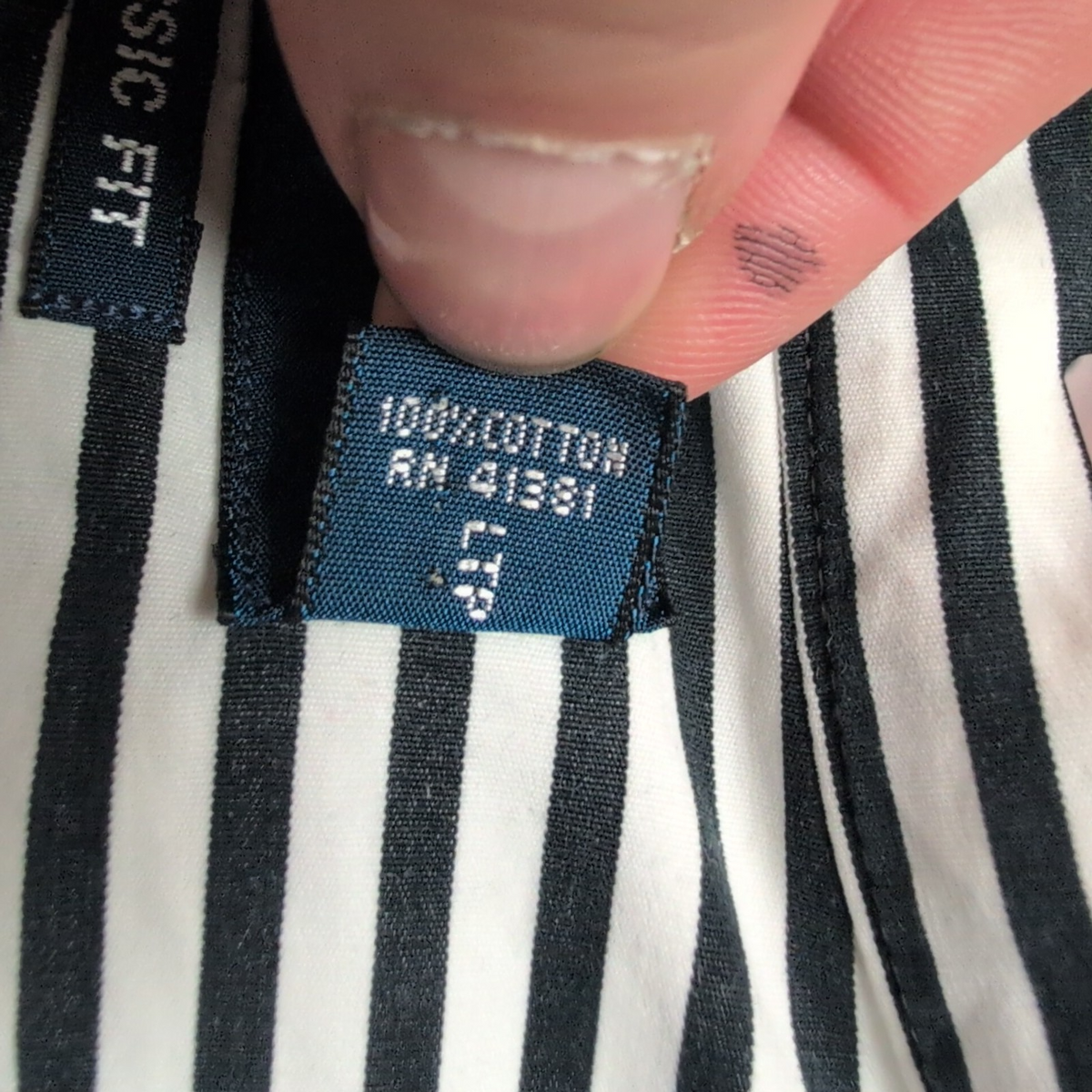 Chemise Ralph Lauren Classic Fit L Blanc Rayures Noir 3 Cavaliers