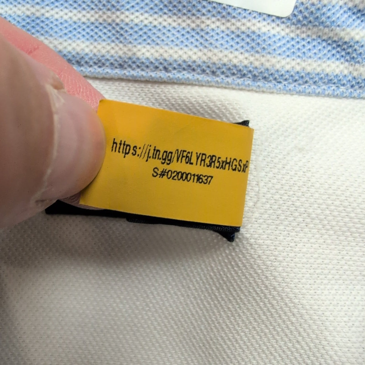 Chemise Ralph Lauren Taille S Blanc Uni Coton Piqué QR Code Logo Marron