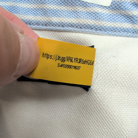 Chemise Ralph Lauren Taille S Blanc Uni Coton Piqué QR Code Logo Marron