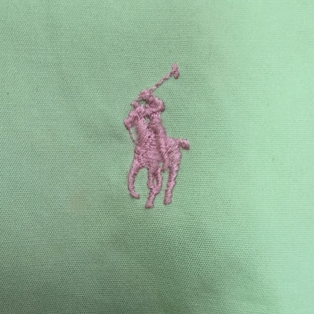 Chemise Ralph Lauren Custom Fit M Vert Pastel Logo Rose Manches Courtes