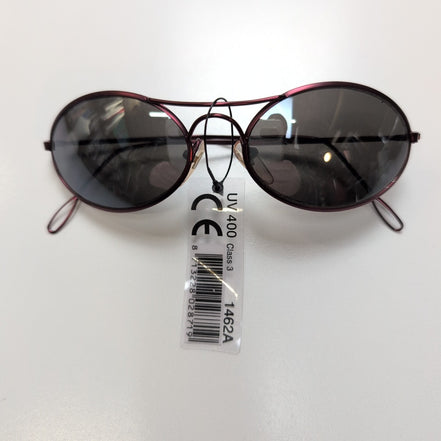 Lunettes de soleil Y2K Branche ultra fine Métal Bordeaux Satiné Ovale