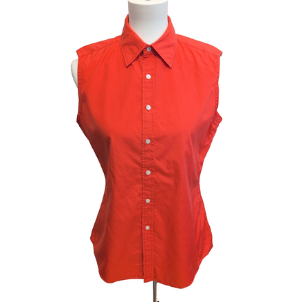 Chemise Ralph Lauren Femme M 10 Rouge Sans Manches Skinny Fit 100% Coton