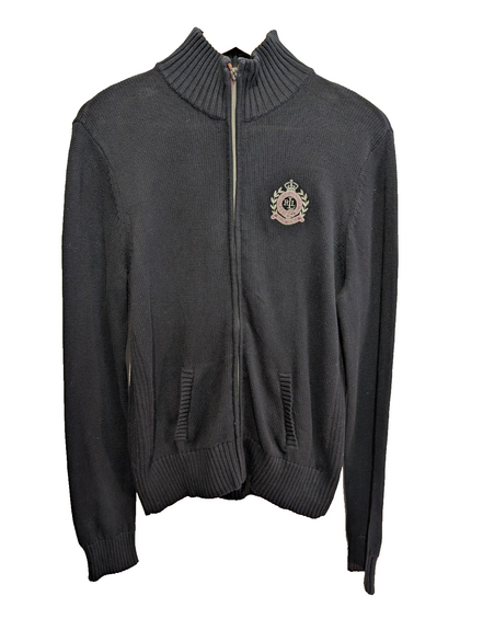 Cardigan Lauren Ralph Lauren femme L noir coton zippé écusson brodé 