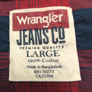 Chemise Wrangler Manches Longues à Grands Carreaux Bleu et Rouge Taille L