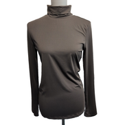 Haut Femme Iloza L Marron Col Roulé Moulant Extensible Manches Longues Neuf