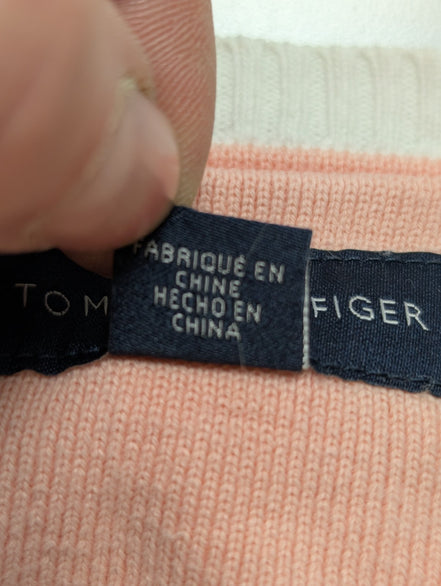 Pull Tommy Hilfiger Homme Col V Losanges Arlequin Saumon - Taille 2XL / 3XL