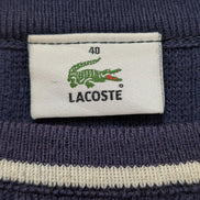 Pull Lacoste Vintage Bleu Marine Rayures Gaufrées Col Rond - Taille 40 L