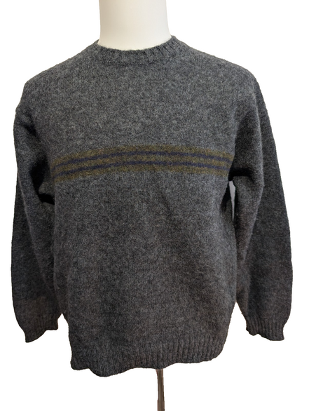 Pull L.L. BEAN 100% Laine NEW ZEALAND Made In SCOTLAND Vintage Taille M Gris