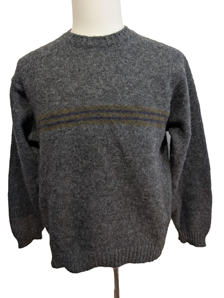 Pull L.L. BEAN 100% Laine NEW ZEALAND Made In SCOTLAND Vintage Taille M Gris