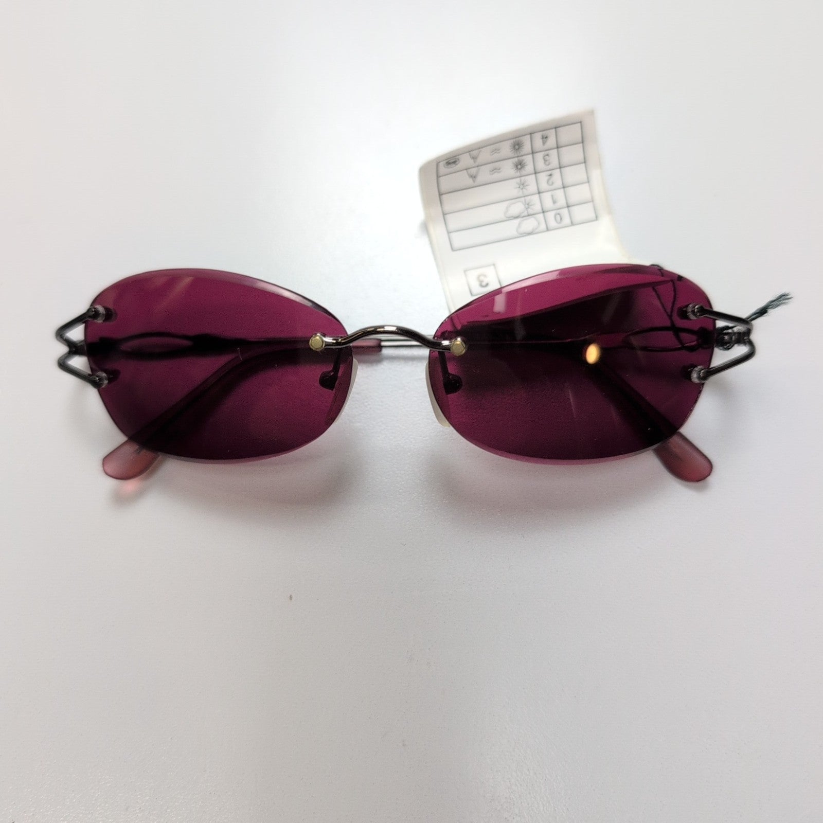 Lunettes de soleil Y2K Sans monture Verres violets Branches fines