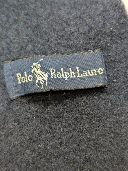 Écharpe Polo Ralph Lauren Bleu Marine 100% Laine Logo Poney Rouge