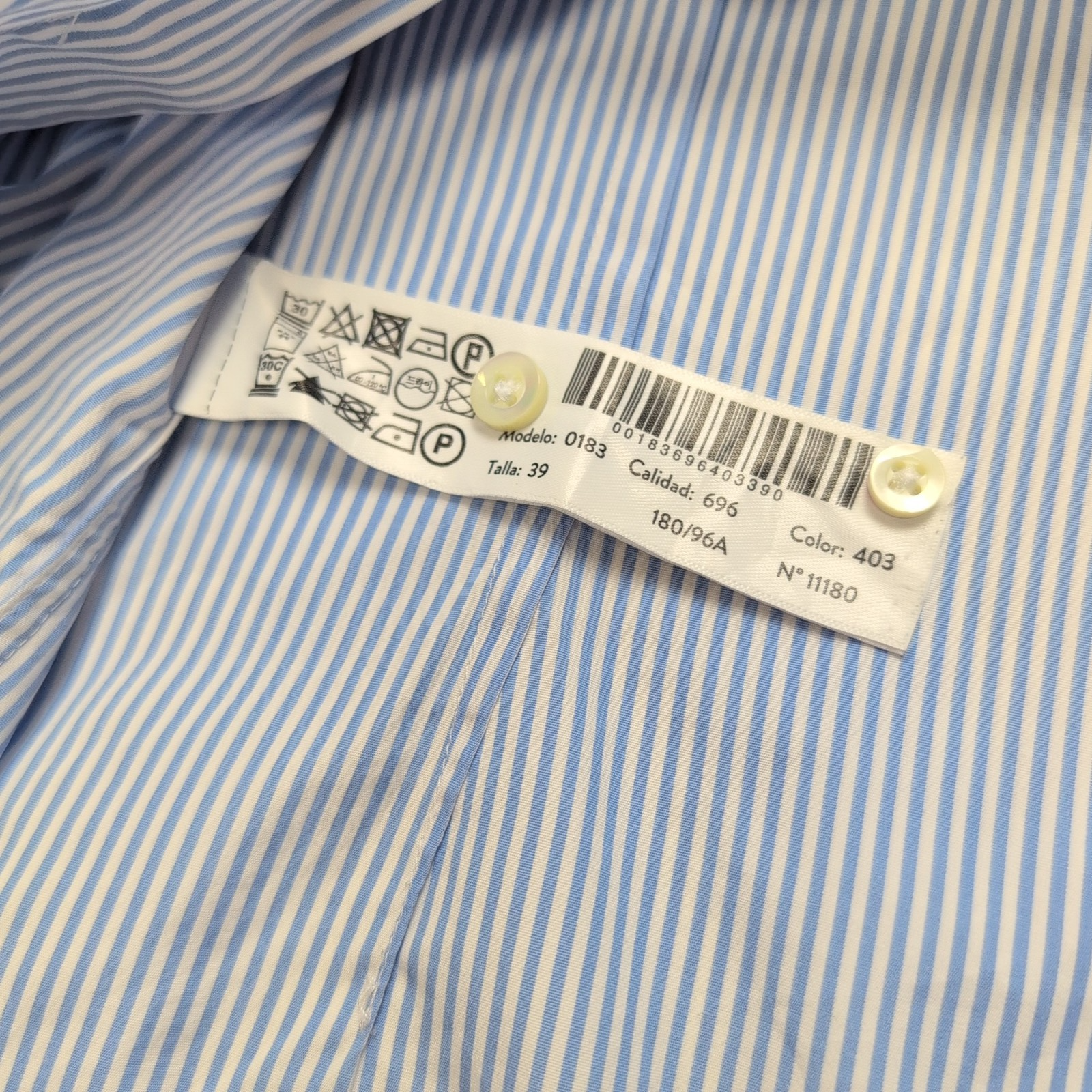 Chemise Massimo Dutti Easy Iron bleu rayures manches longues M L