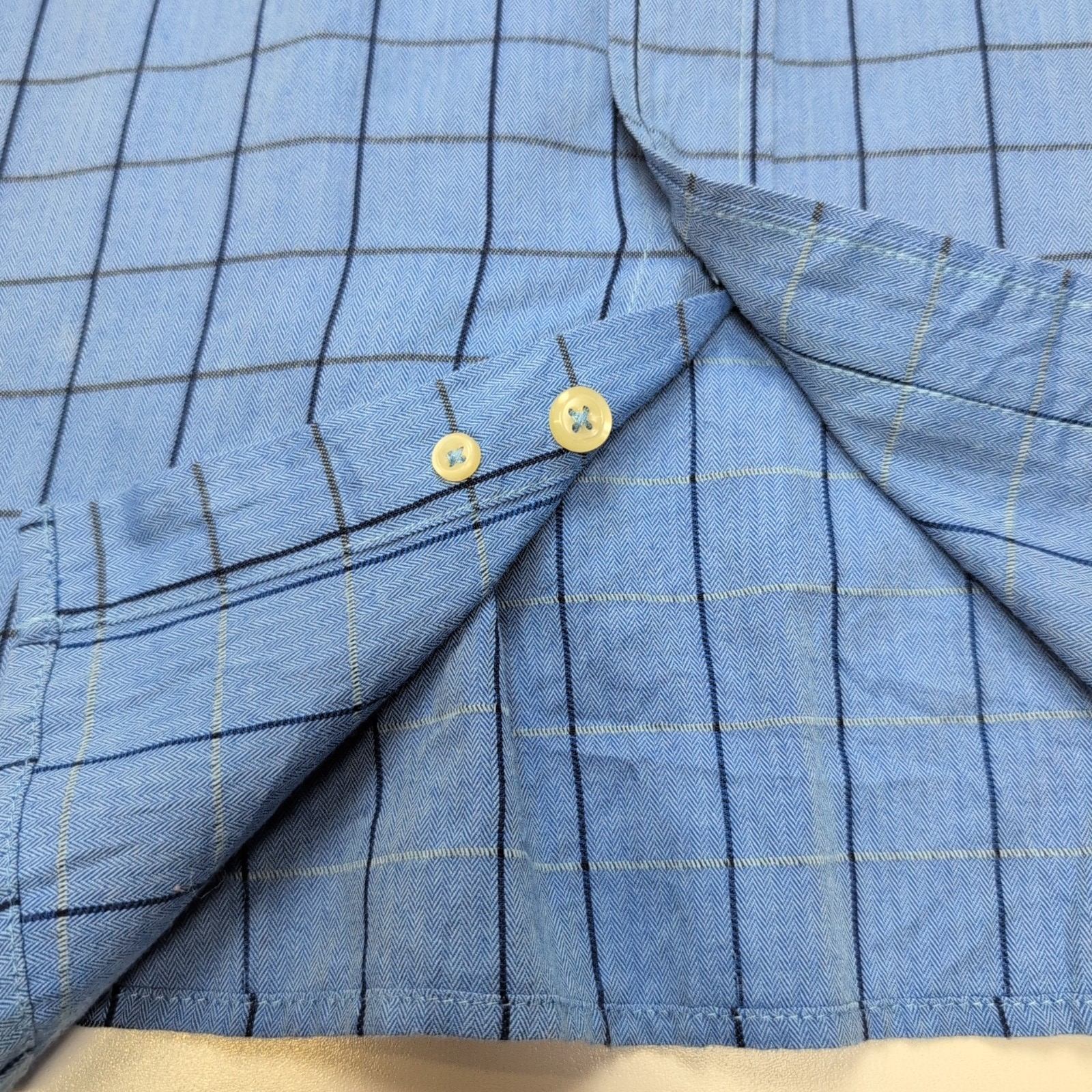 Chemise Chaps Easy Care Twill bleu ciel carreaux manches longues 1 poche L