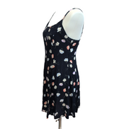 Robe d'Été Fleurie Noir Taille S Bretelles Fines Viscose