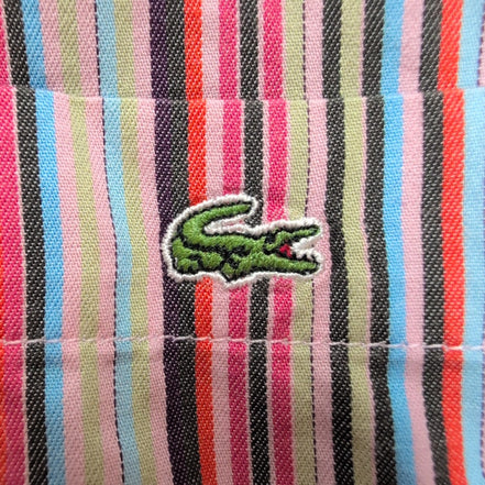 Chemise Lacoste XL Rayures Multicolores Coton Logo Vert Poche manches longues