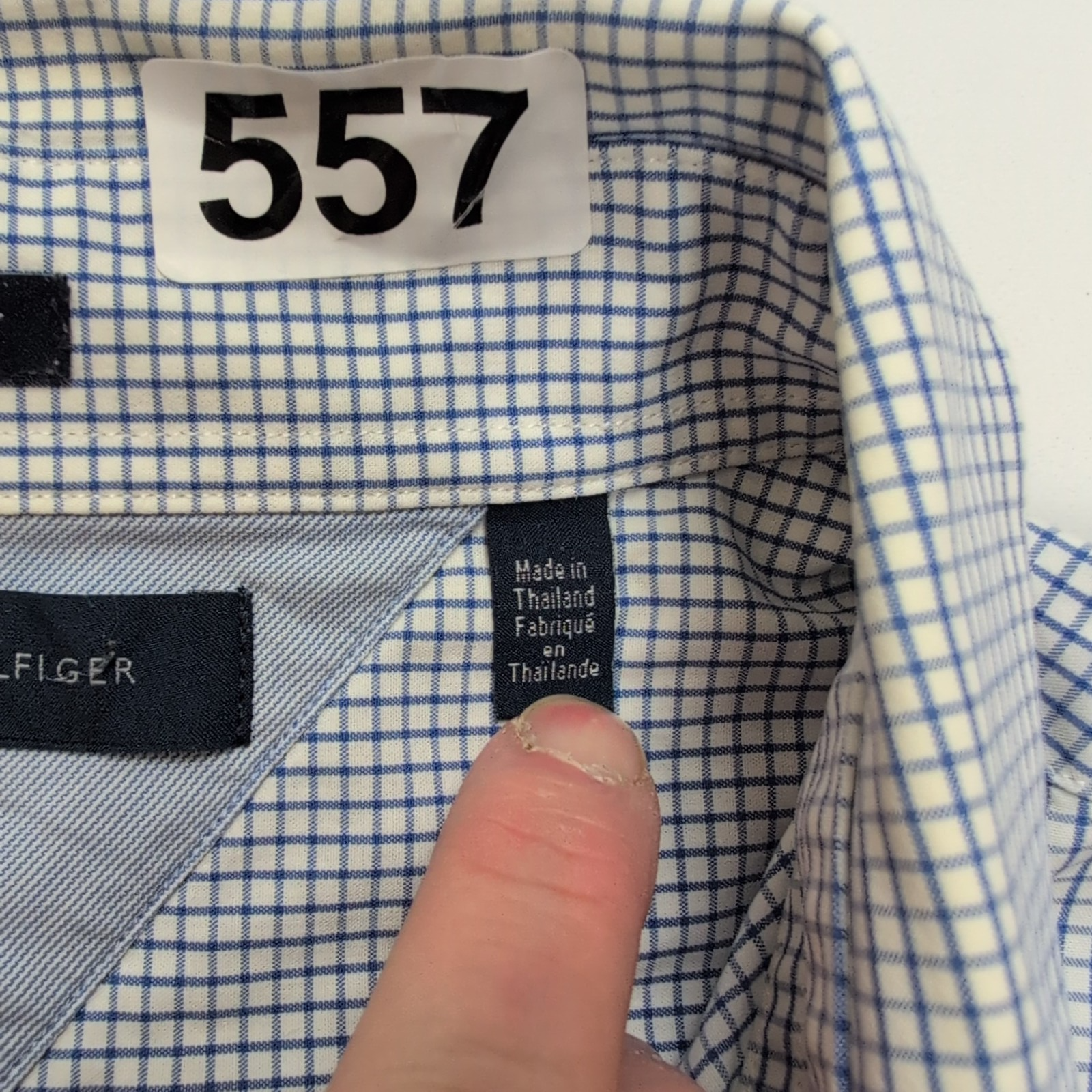 Chemise Tommy Hilfiger XL/XXL Bleu et Blanc Petits Carreaux Vintage
