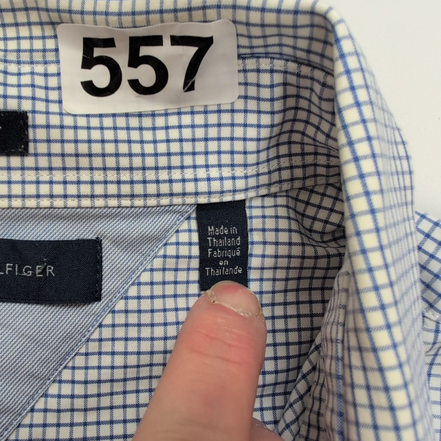 Chemise Tommy Hilfiger XL/XXL Bleu et Blanc Petits Carreaux Vintage