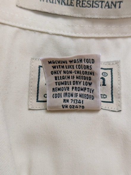 Chemise manches courtes L.L. Bean crème uni Vintage Homme taille L