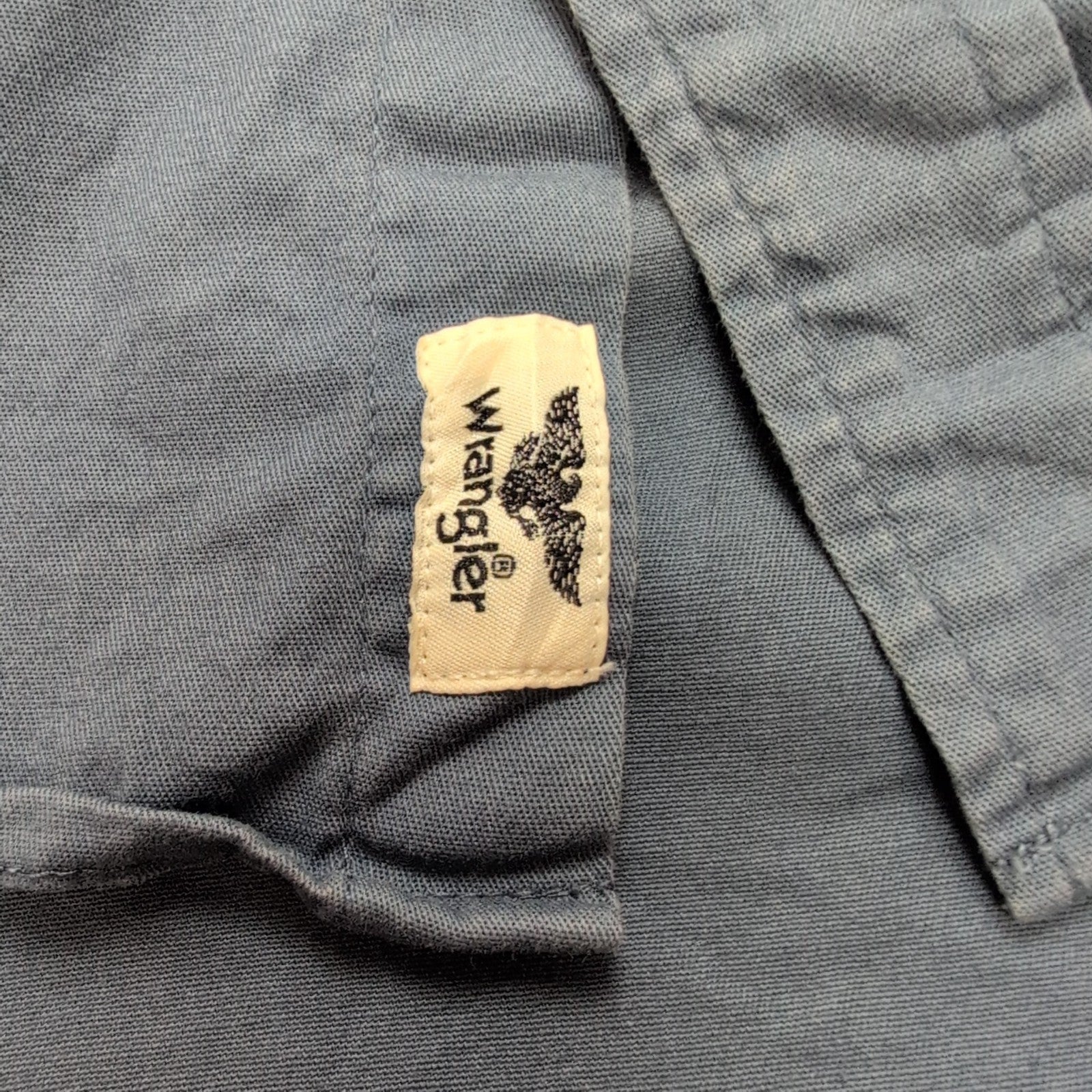 Chemise Wrangler Manche Courte Bleue Unie Stretch Taille XL Deux Poches