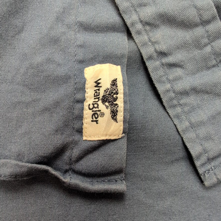Chemise Wrangler Manche Courte Bleue Unie Stretch Taille XL Deux Poches