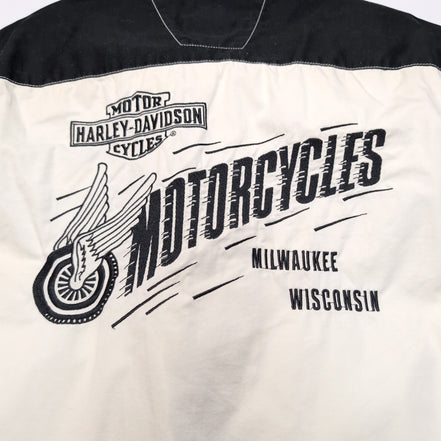 Harley Davidson Chemise Noire Blanche Brodée Manches Courtes Homme Taille M