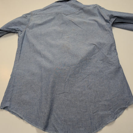 Chemise Wrangler Edge Western M Bleu Jean Coton Boutons Pression Usée